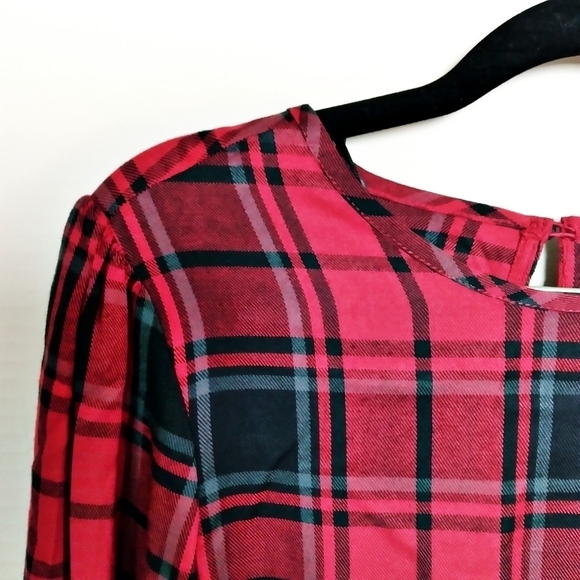 Workshop Republic Clothing Red and Black Plaid Long Sleeve Blouse Size Small - Picture 4 of 7